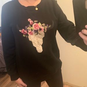 Cow Skull Crew Neck Sweatshirt
